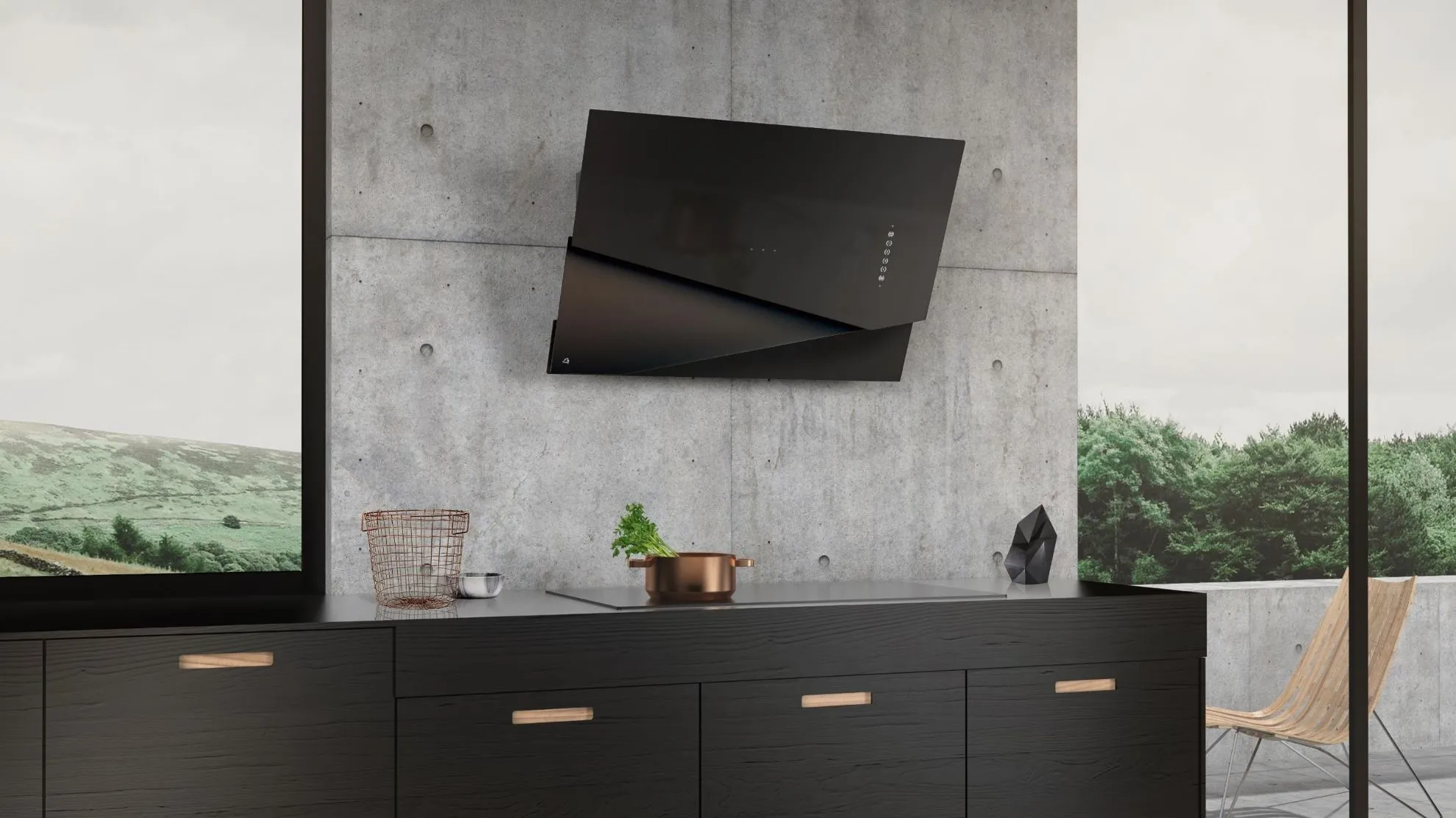 Angled chimney hoods